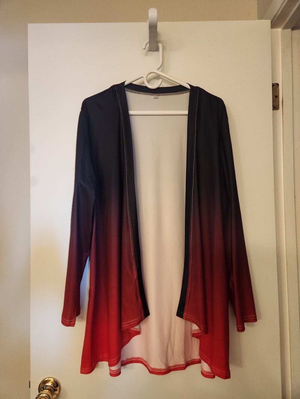Source Unknown Red to Black Ombre Open-Front Cardigan